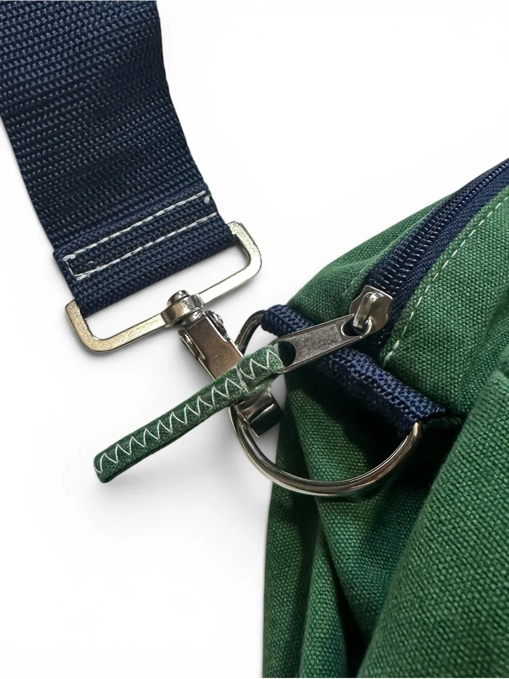 Tommy Hilfiger Green and Navy Canvas Weekend Duffel Y2K